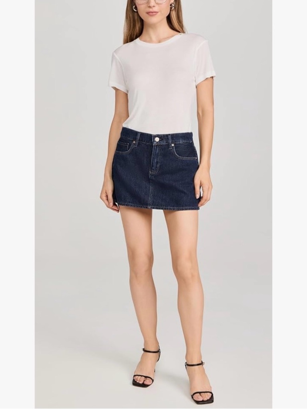 Paige Ryder Skirt Dark Wash Michiru Relaxed Fit Raw Hem Sz 32 NEW - Picture 2 of 11